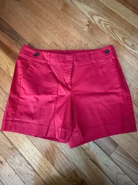 Ann Taylor Bright Red Bermuda Shorts with Waist Buttons